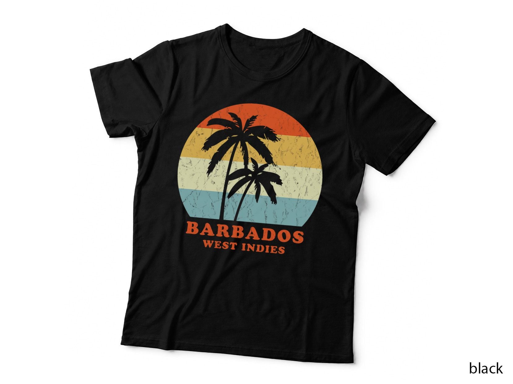 Barbados, West Indies Vintage Palm Tree Sunset Vacation T-Shirt