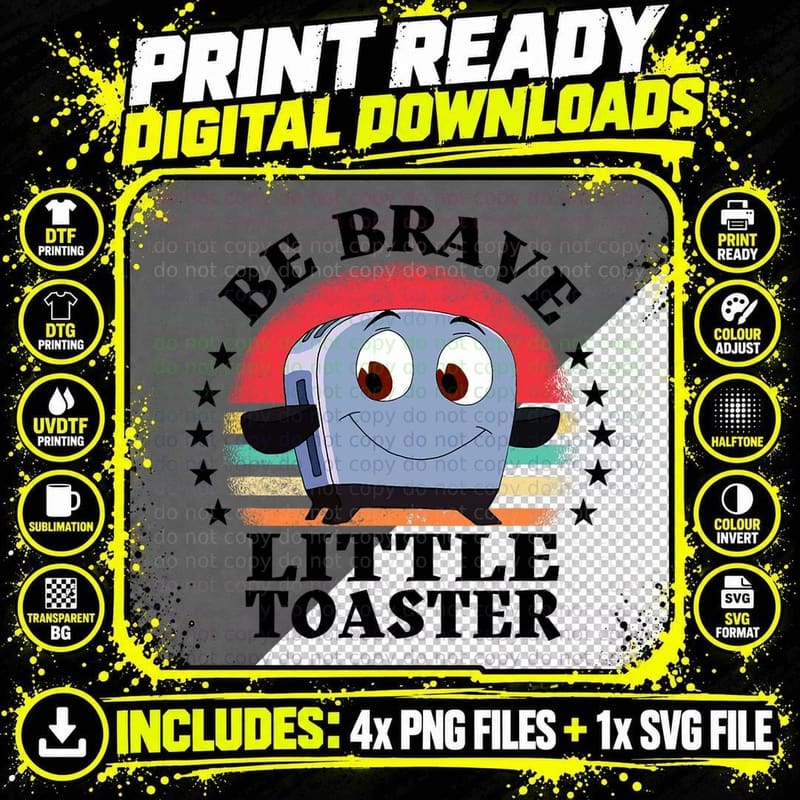 Be Brave, Little Toaster Positive Classic 80s and 90s Png SVG Digital Bundle