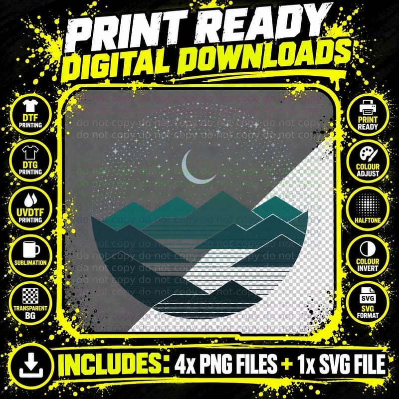 Between the Mountains and the Stars Classic T-Shirt Png SVG Digital Bundle
