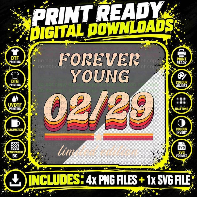 Birthday Vintage 02th29th February Leap Year T-Shirt Png SVG Digital Bundle