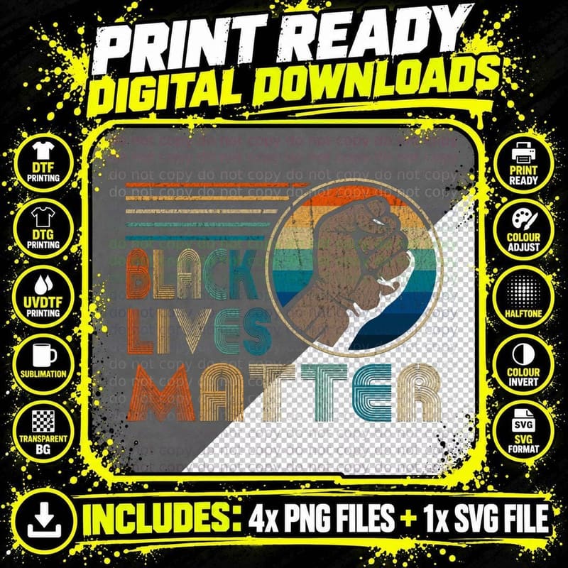 Black Lives Matter BLM Retro Black History Men Women Png SVG Digital Bundle