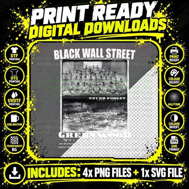 Black Wall Street Vintage Photos Black History Pullover Png SVG Digital Bundle
