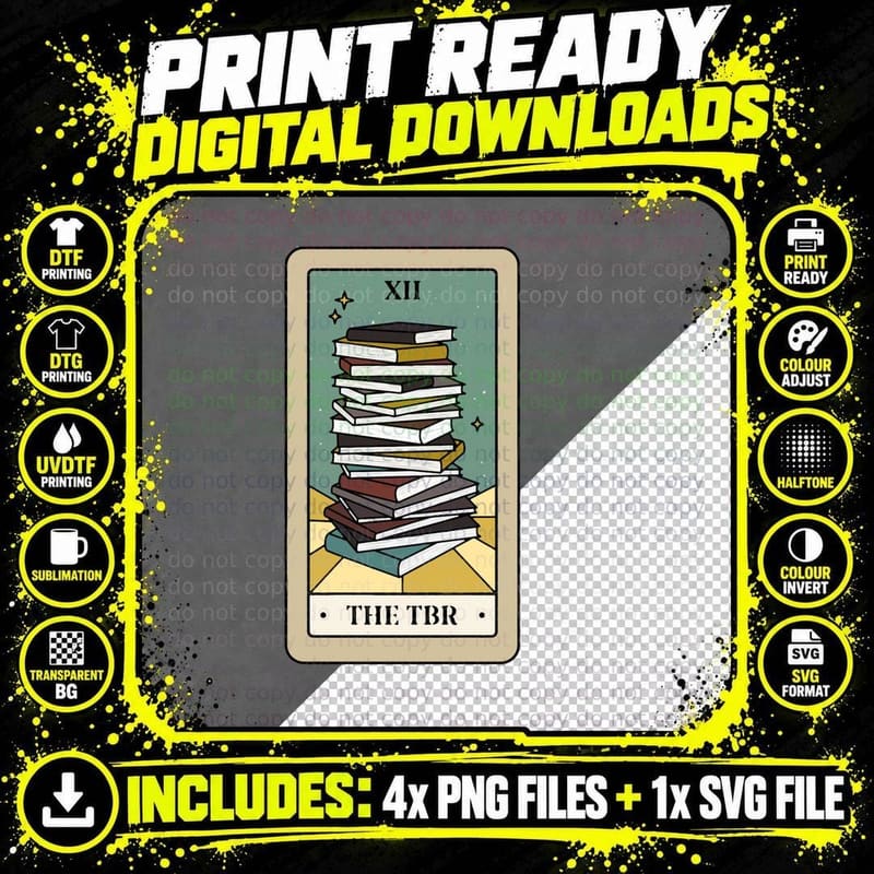Bookish Tarot - the TBR Classic T-Shirt Png SVG Digital Bundle