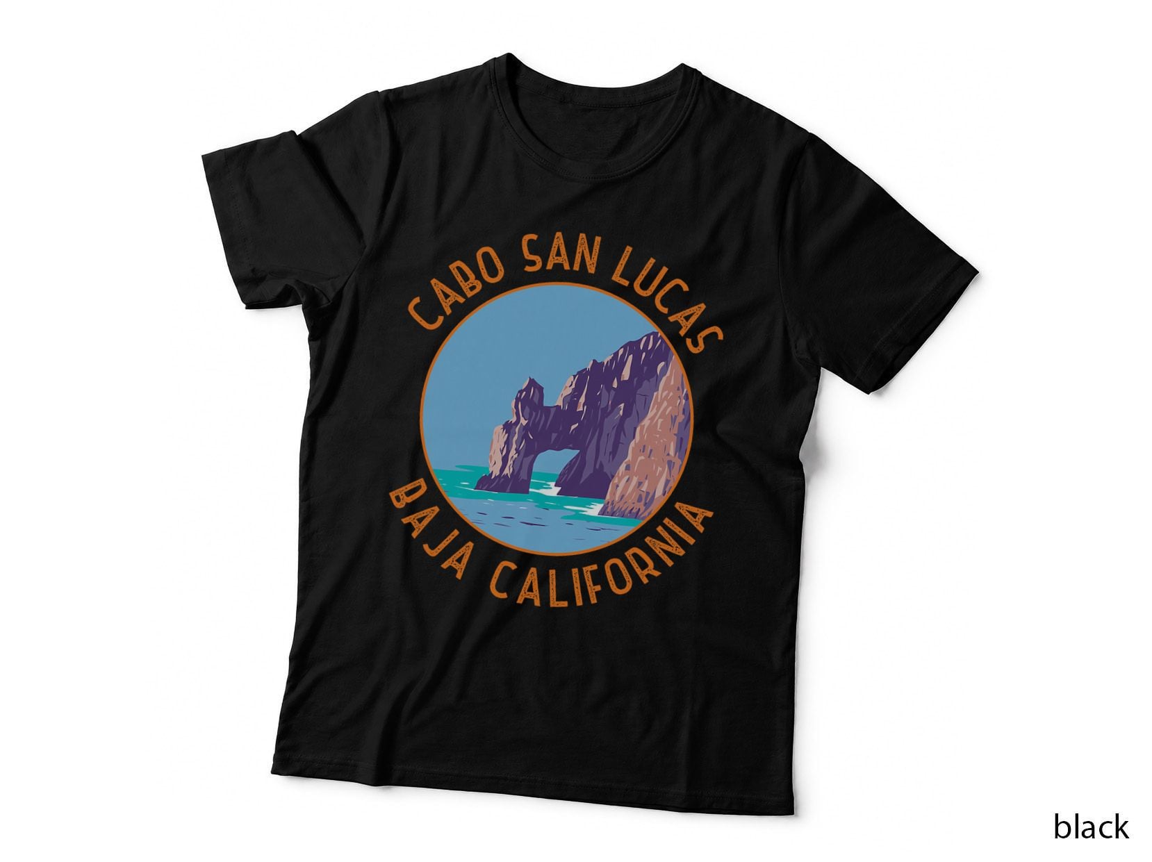 Cabo San Lucas Arch Mexico Retro Distressed Circle T-Shirt