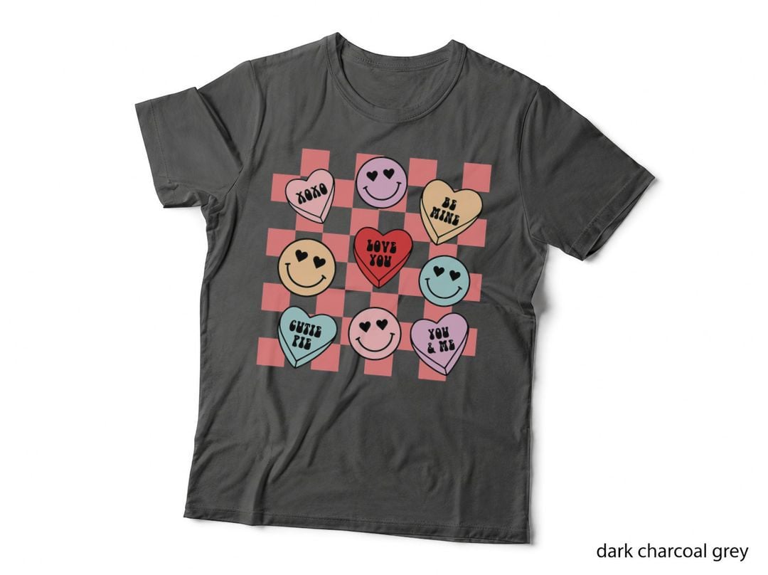 Candy Conversation Hearts Retro Groovy Valentines Day T-Shirt