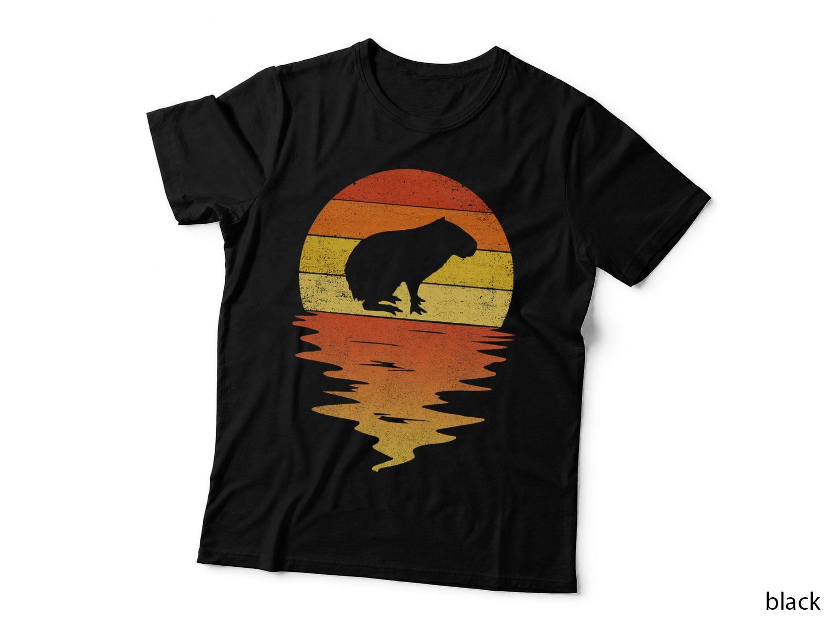 Capybara Shirt 70s Vintage Retro Sunset Capybara T-Shirt