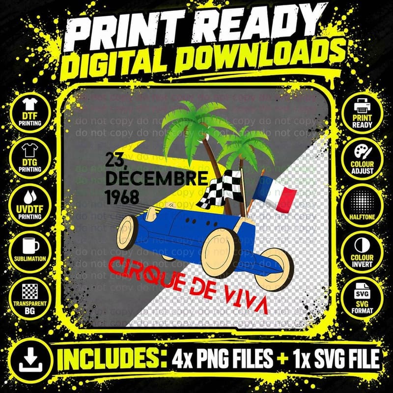 Cirque De Viva Vintage French Motorsports Auto Racing Png SVG Digital Bundle