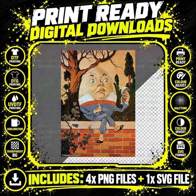 Classic Fairytale Nursery Rhymes Humpty Dumpty Sat on a Png SVG Digital Bundle