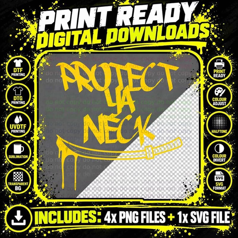 Classic Golden Era 90s Hip-Hop Music Quote Protect Ya Png SVG Digital Bundle