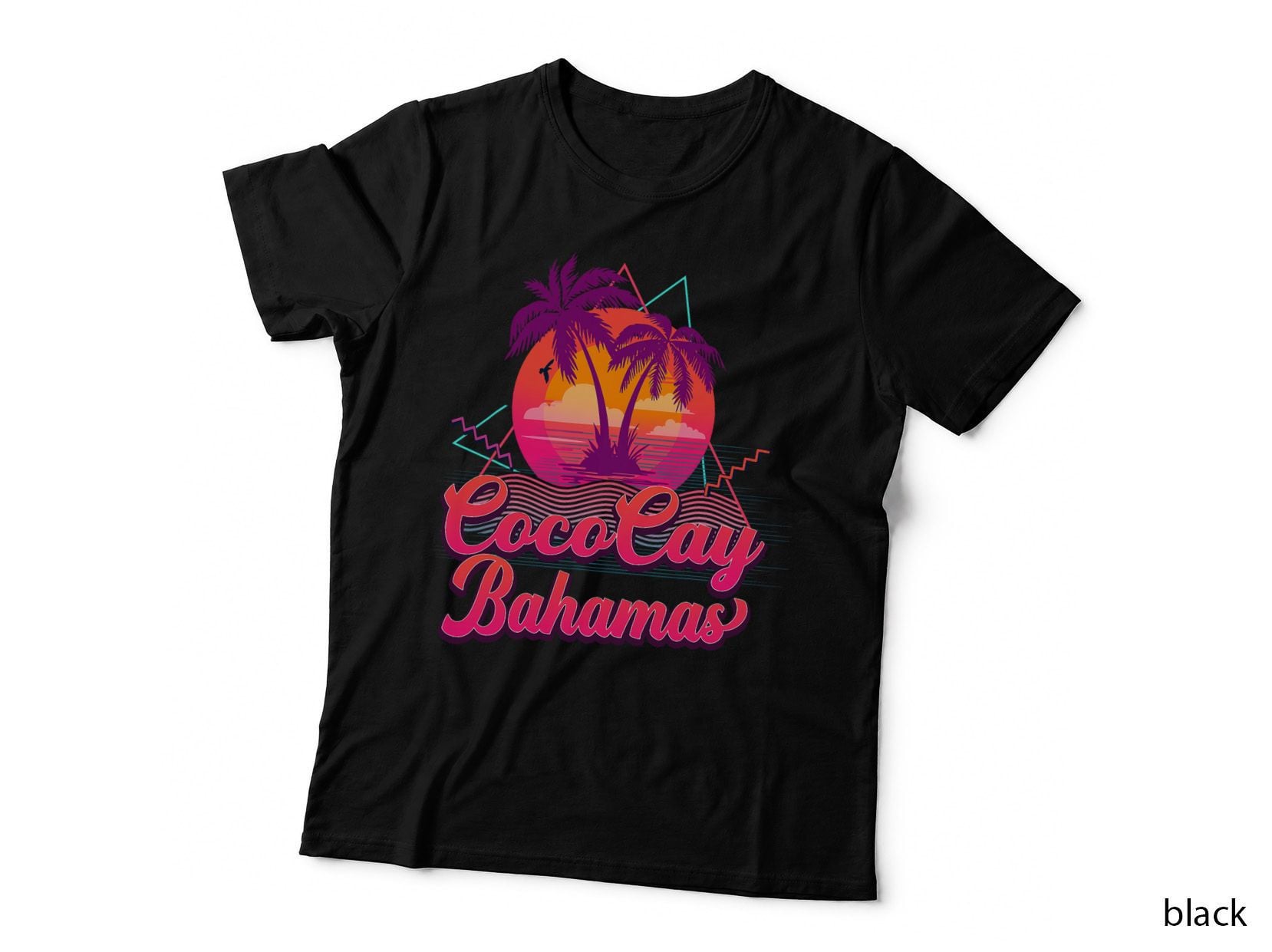 Coco Cay Bahamas Palm Trees Retro Beach 80s Summer Vacation T-Shirt