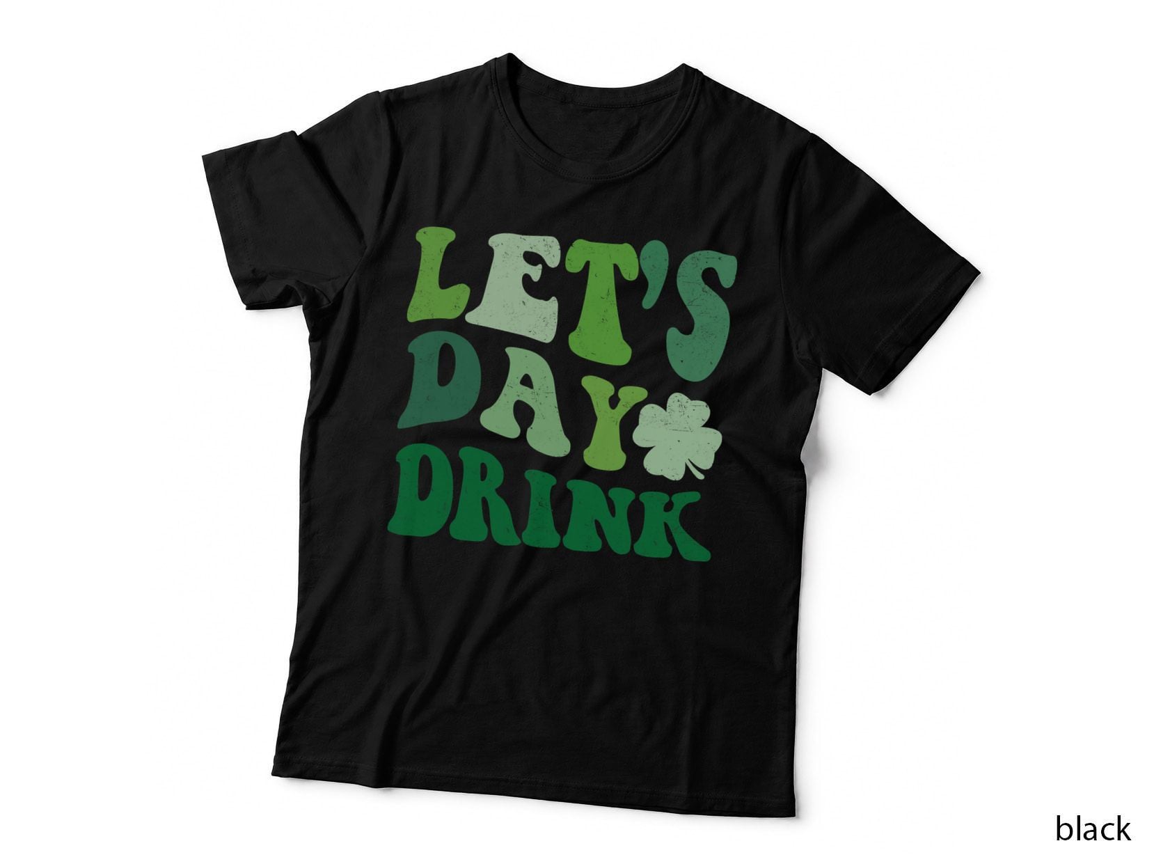 Cute St Patricks Day Groovy Lets Day Drink Green Shamrock T-Shirt
