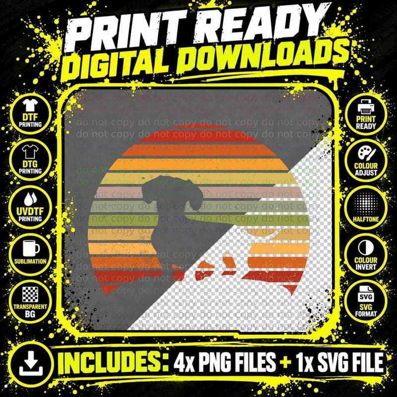 Dachshund Retro Vintage Lover T-Shirt Png SVG Digital Bundle