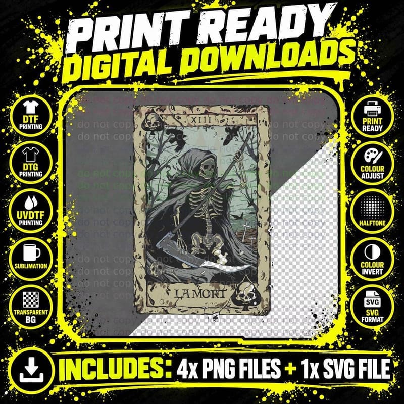 Death Card Classic T-Shirt Png SVG Digital Bundle