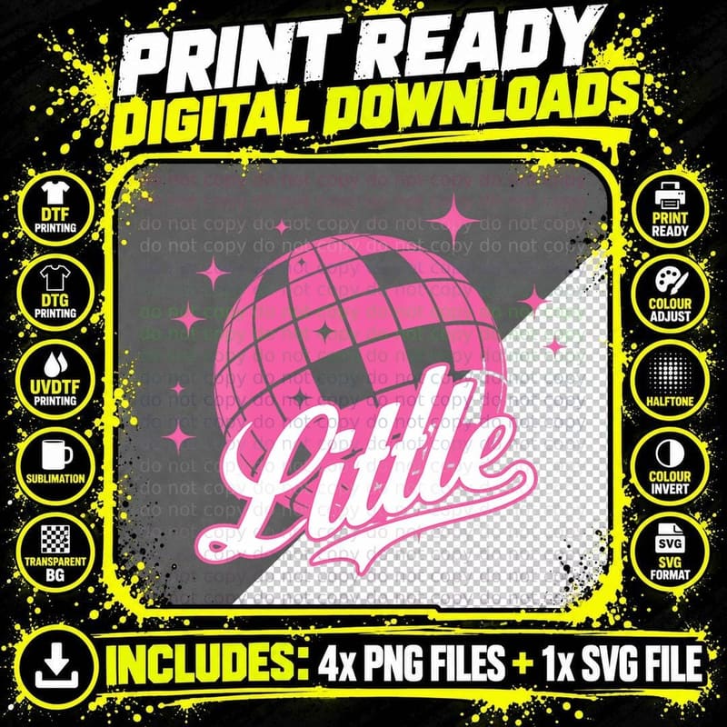Disco Ball Retro Little Big ERA Sorority Reveal Retro Png SVG Digital Bundle