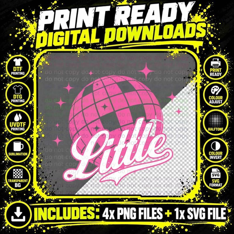 Disco Ball Retro Little Big ERA Sorority Reveal Retro Png SVG Digital Bundle