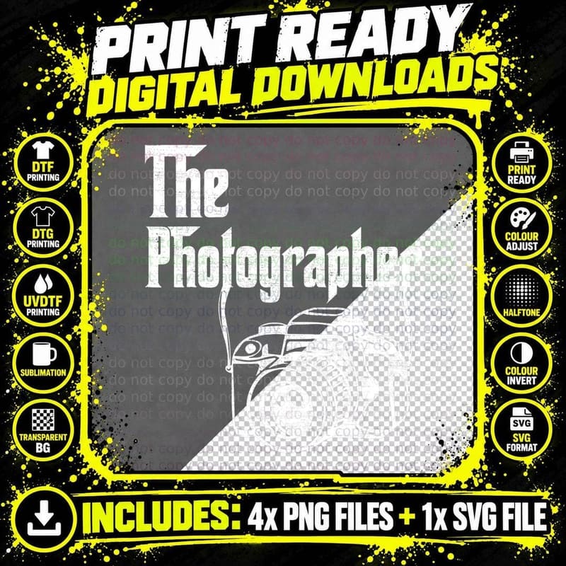 Distressed Retro the Photographer Photography Lover Png SVG Digital Bundle