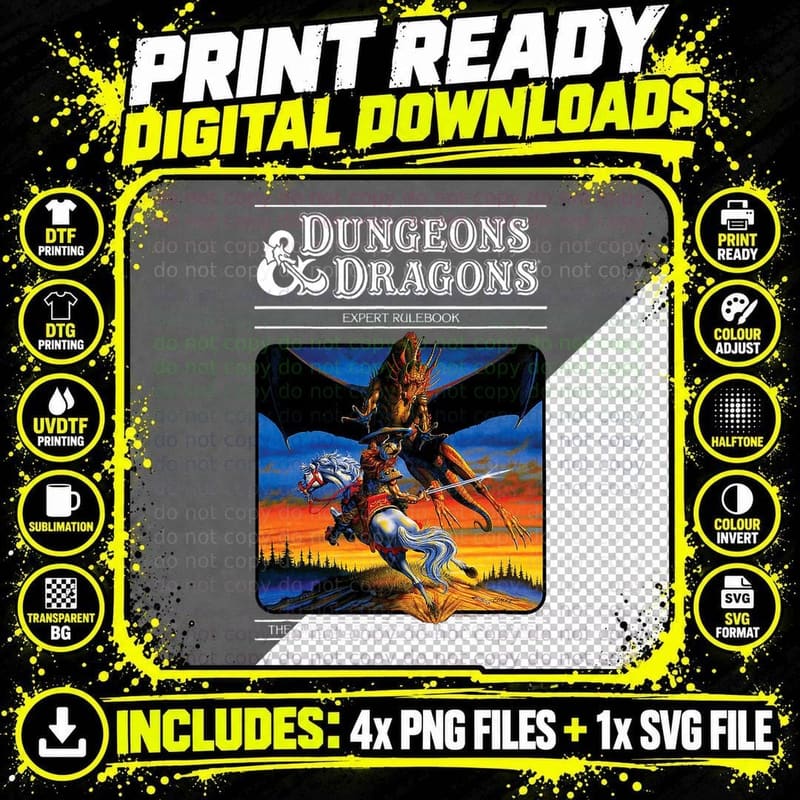 Dungeons & Dragons Vintage Expert Rulebook T-Shirt Png SVG Digital Bundle