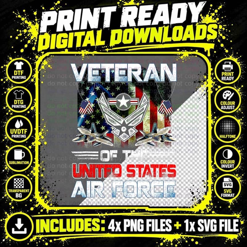 Eteran of the U S Air Force Vintage Gift T-Shirt Png SVG Digital Bundle