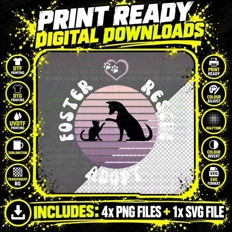 Foster Rescue Adopt - Animal Rescue Support - Trendy Png SVG Digital Bundle