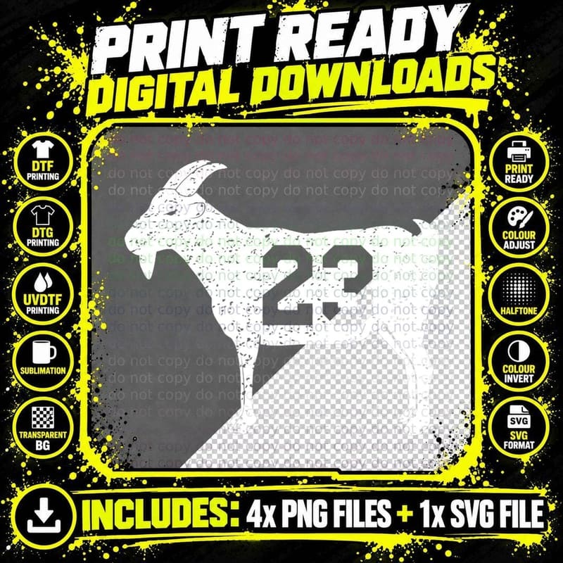 GOAT 23 Vintage Jordan T-Shirt Png SVG Digital Bundle
