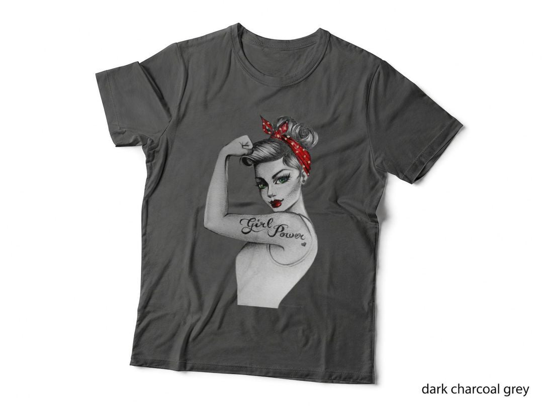 Girl Power Modern Rosie Pin up Retro Art by Anne Cha T-Shirt