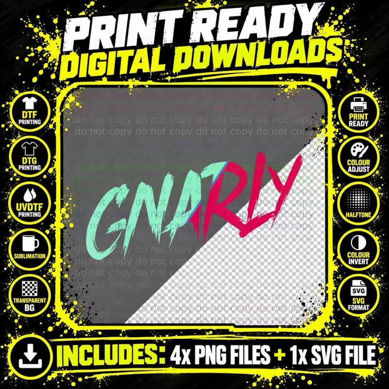Gnarly Retro 1980s Vaporwave Nostalgic 80s Retrowave Png SVG Digital Bundle