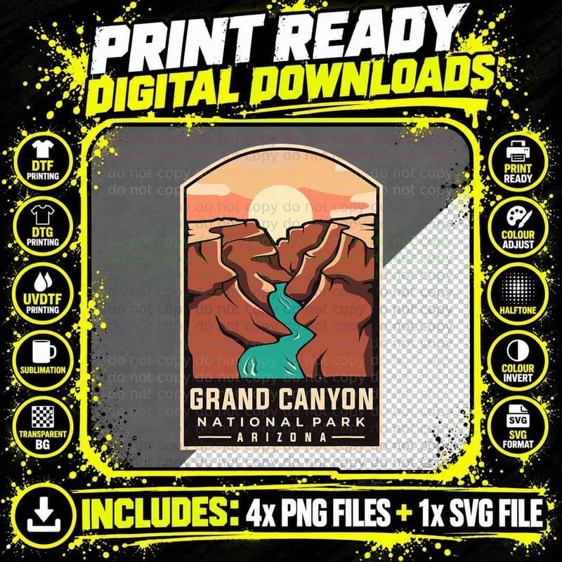 Grand Canyon National Park - Throwback Design - Classic Png SVG Digital Bundle