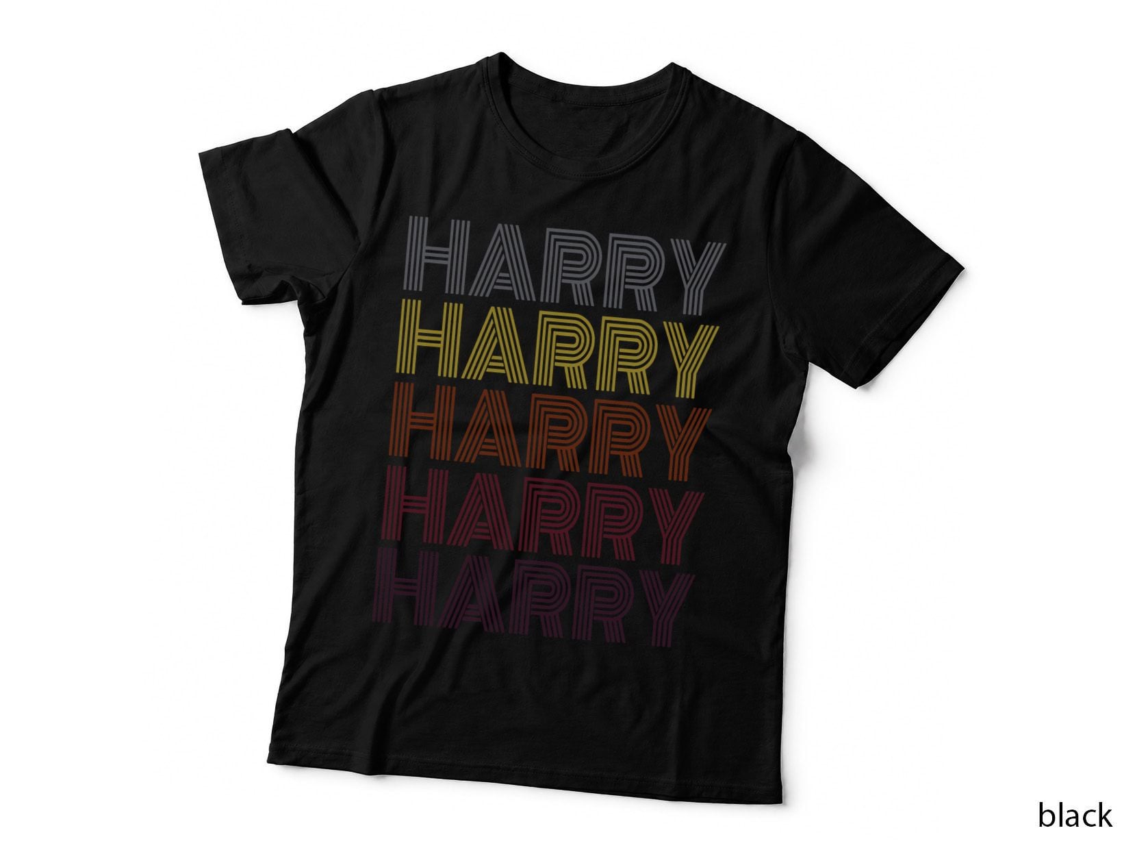 Graphic 365 First Name Harry Retro Pattern Vintage Style T-Shirt
