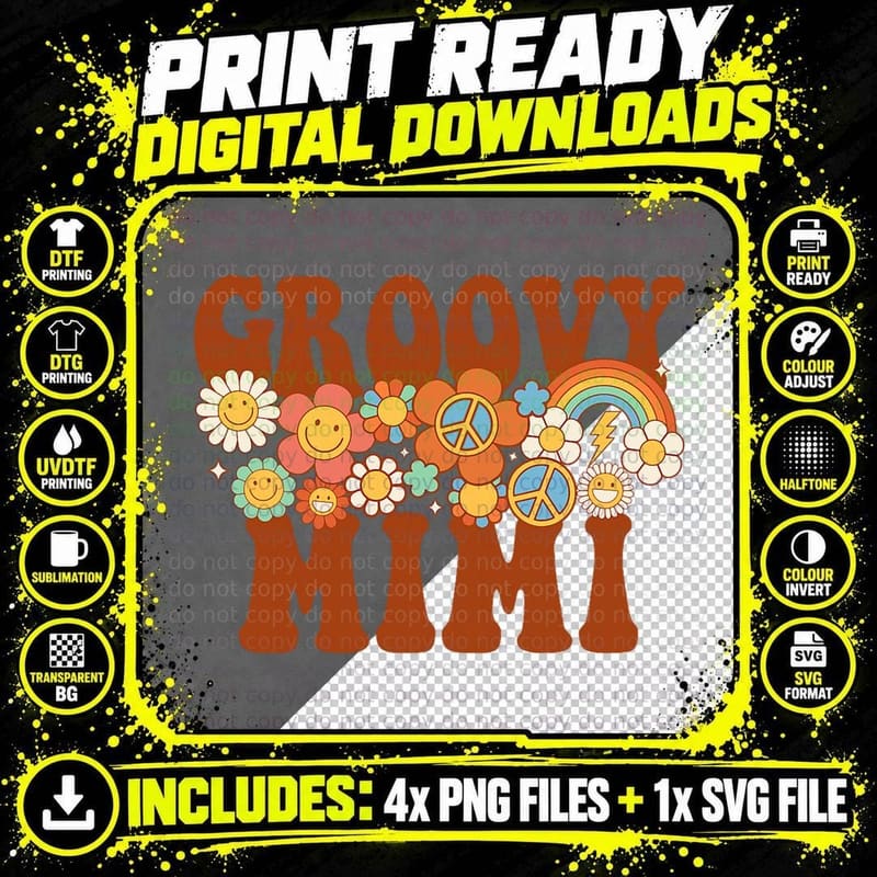 Groovy Mimi Retro Matching Family Baby Shower Mo Png SVG Digital Bundle