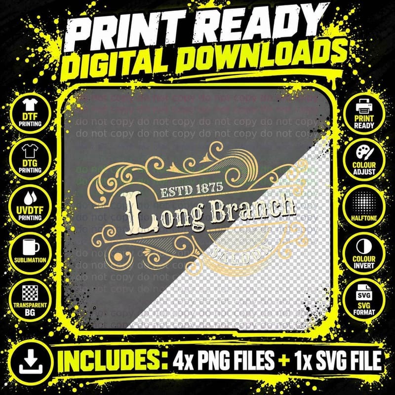Gunsmoke Long Branch Saloon Classic TV T-Shirt Png SVG Digital Bundle