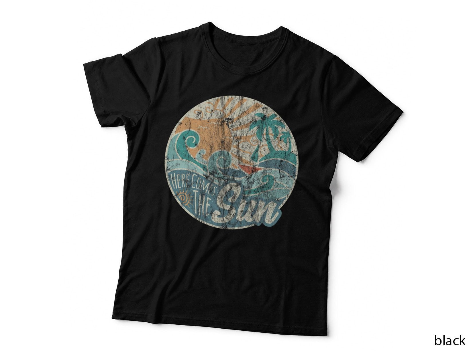 Here Comes the Sun Retro 60s Faded Summer T-Shirt