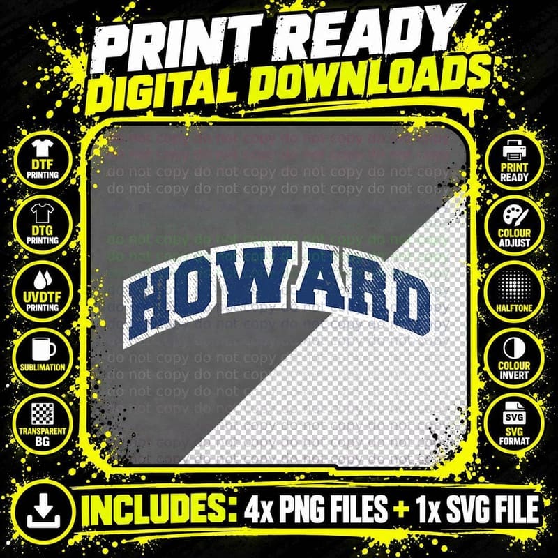 Howard Varsity Style Vintage T-Shirt Png SVG Digital Bundle