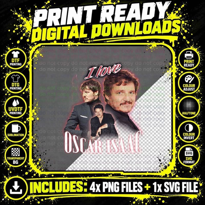 I Love Oscar Isaac Pedro Pascal Cursed Fan Collage Png SVG Digital Bundle