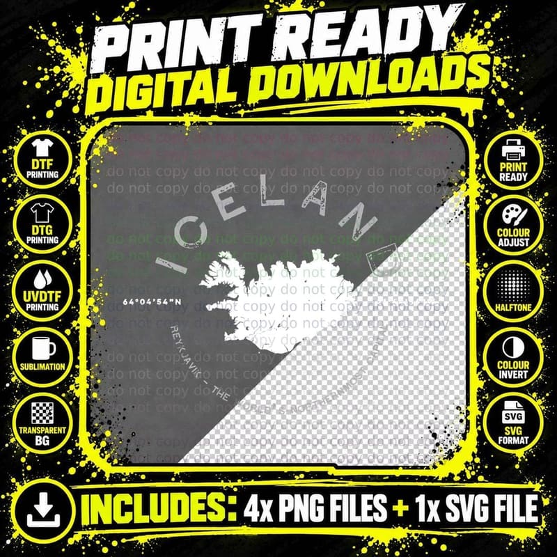 Iceland Graphic Vintage Retro T T-Shirt Png SVG Digital Bundle