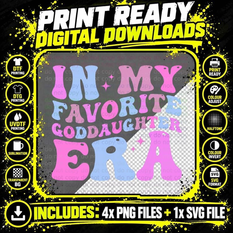 In My Favorite Goddaughter Era Retro Groovy Mother's Day Png SVG Digital Bundle