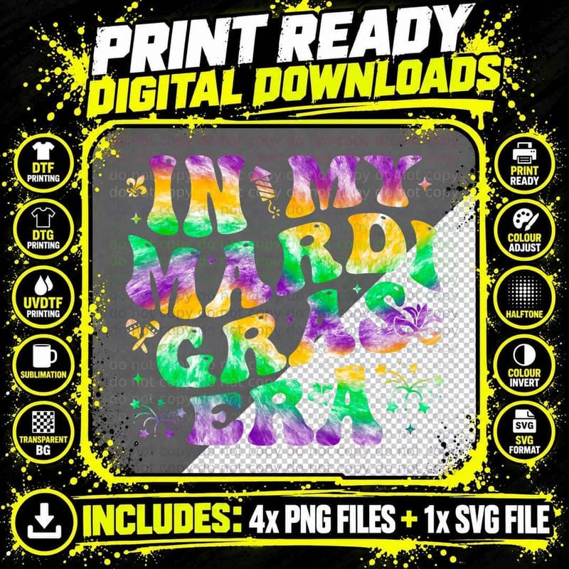 In My Mardi Gras Era Groovy Festival Carnival Parade Png SVG Digital Bundle