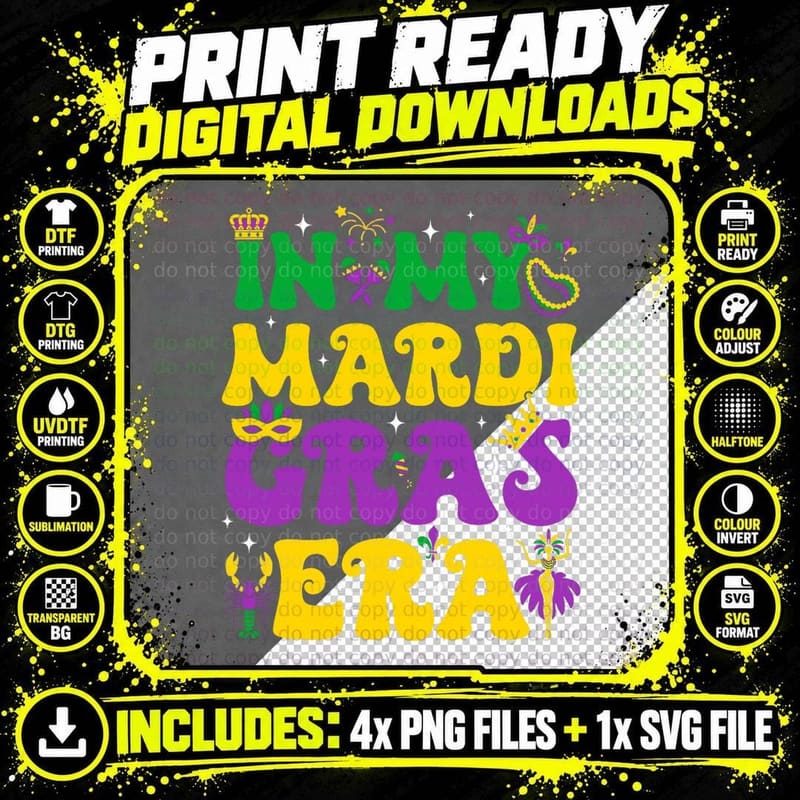 In My Mardi Gras Era Groovy Mardi Gras Family Matching Png SVG Digital Bundle