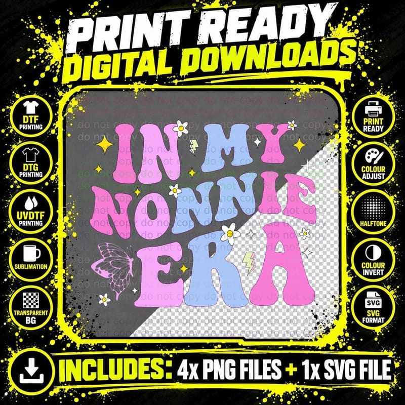 In My Nonnie Era Groovy Mothers Day T-Shirt Png SVG Digital Bundle