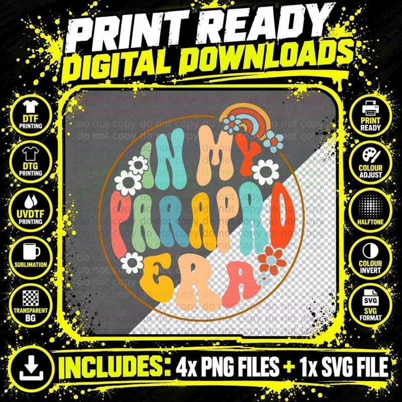 In My Parapro Era Groovy Paraeducator Paraprofessional Png SVG Digital Bundle