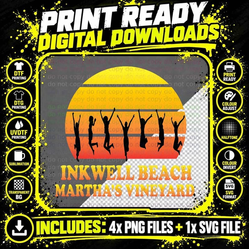 Inkwell Beach, Oak Bluffs, Martha's Vineyard, MA Png SVG Digital Bundle