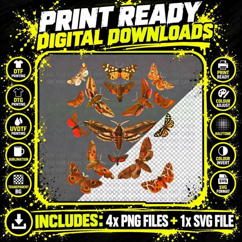 Insect Bug Collection Vintage Moth Goblincor Png SVG Digital Bundle