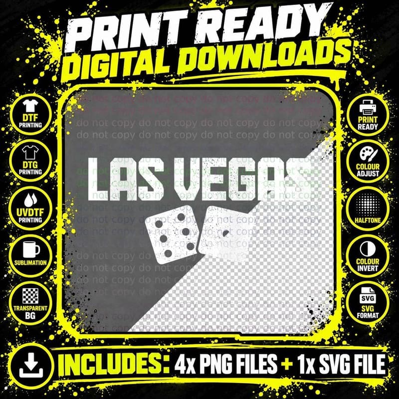 Las Vegas Craps Gambling Casino Nevada Vintage T-Shirt Png SVG Digital Bundle