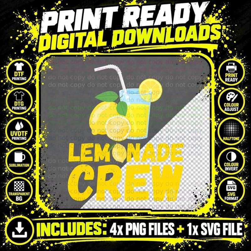 Lemonade Crew Vintage Lemon Boss Juice Stand Business Png SVG Digital Bundle