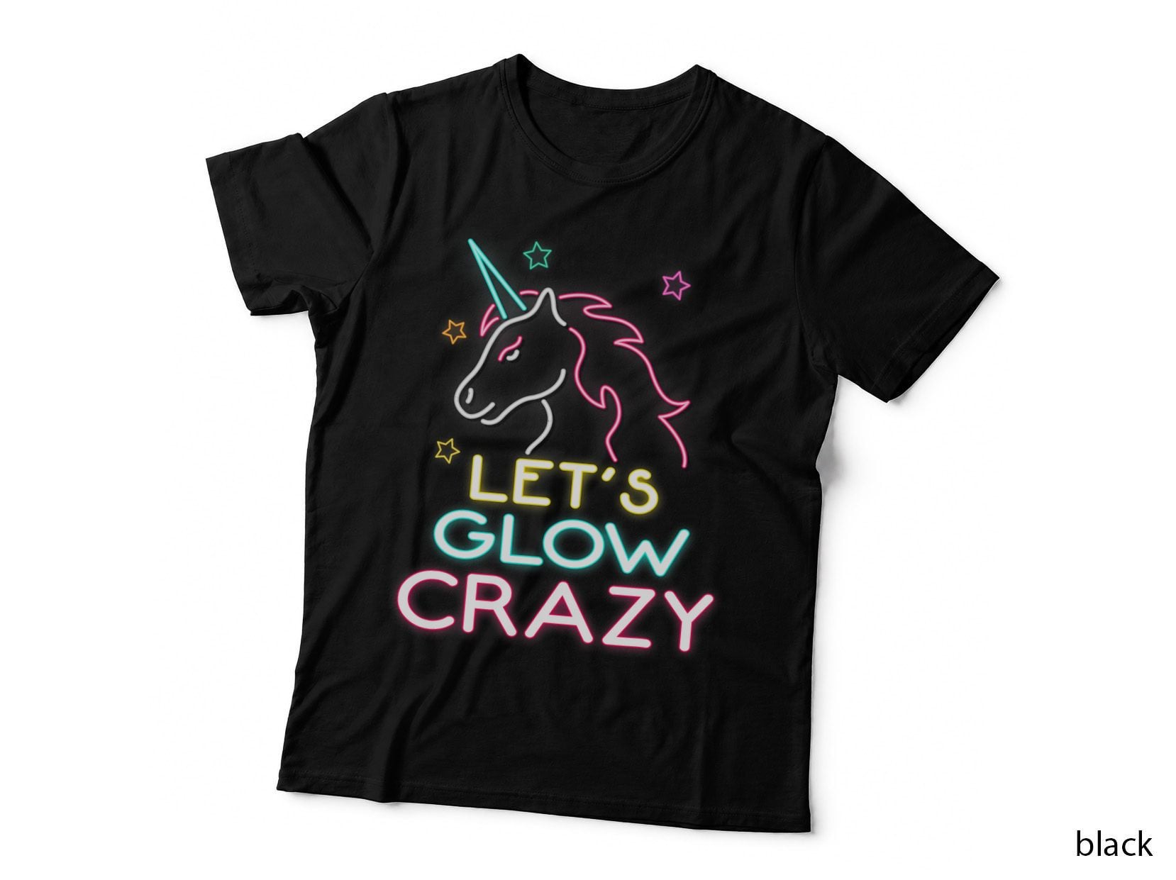 Let's Glow Crazy Party T-Shirt, Retro 80s Neon, Cool Birthday Glow