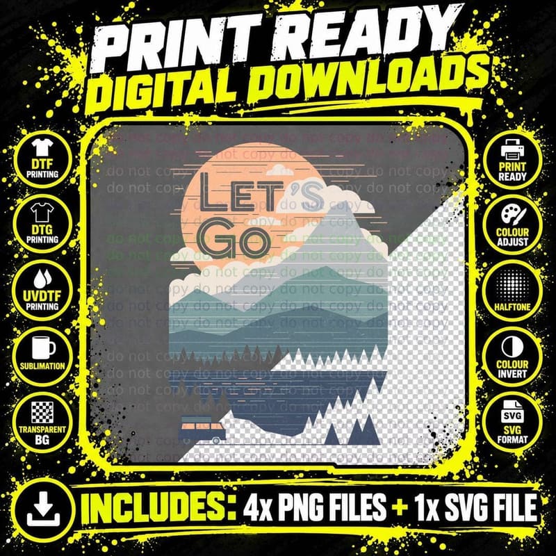 Let's Go Classic T-Shirt Png SVG Digital Bundle