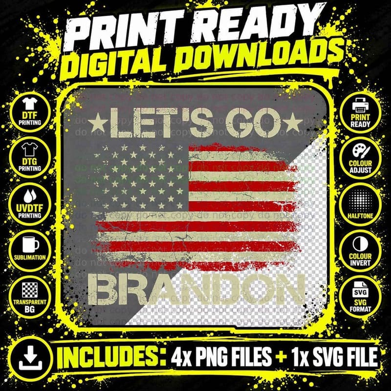 Lets Go Brandon Lets Go Brandon Vintage Us Flag Patriots Png SVG Digital Bundle