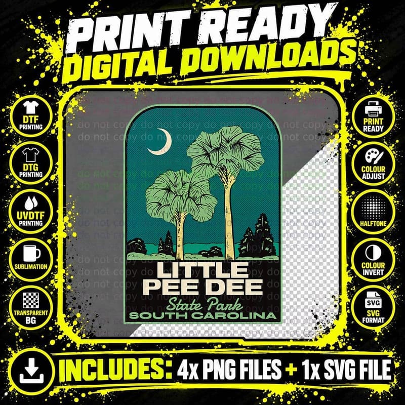 Little Pee Dee State Park SC Vintage Travel T-Shirt Png SVG Digital Bundle