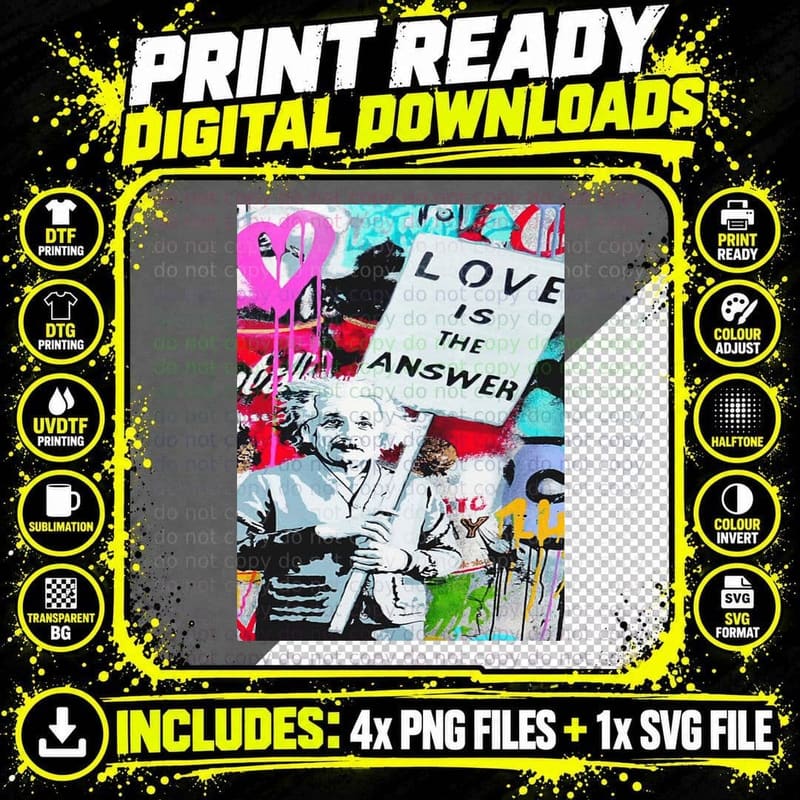 Love Is the Answer Banksy Classic T-Shirt Png SVG Digital Bundle