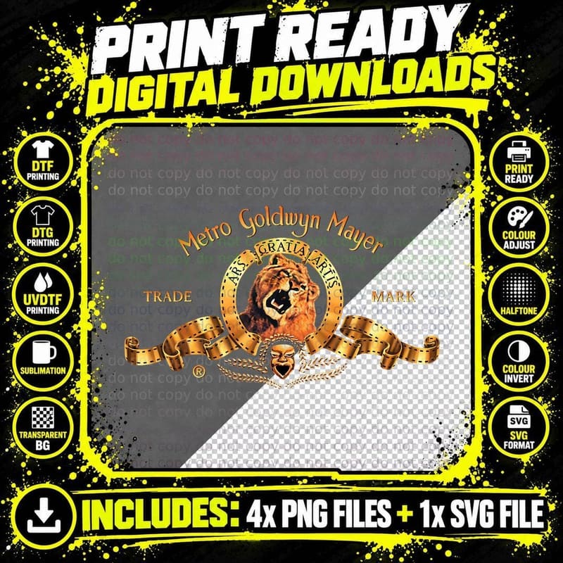 MGM Classic Lion Logo T-Shirt Png SVG Digital Bundle