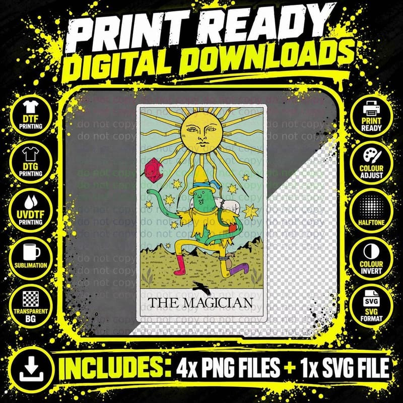 Magic Man Tarot Card - the Magician Classic T-Shirt Png SVG Digital Bundle